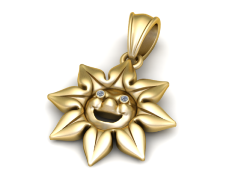 웃는 태양 펜던트 3D 인쇄 가능한 모델 3D 프린트 모델