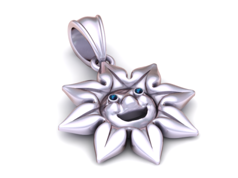 웃는 태양 펜던트 3D 인쇄 가능한 모델 3D 프린트 모델