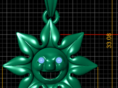 웃는 태양 펜던트 3D 인쇄 가능한 모델 3D 프린트 모델