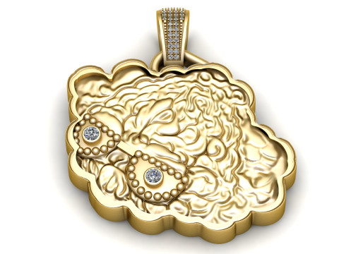 Model Cetak 3D Liontin Wajah Domba Lucu Model Cetak 3D