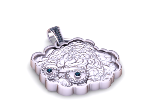 Model Cetak 3D Liontin Wajah Domba Lucu Model Cetak 3D