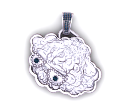 Model Cetak 3D Liontin Wajah Domba Lucu Model Cetak 3D