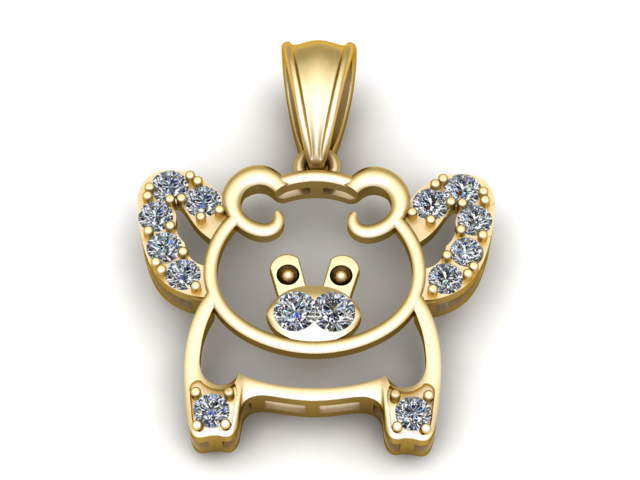 테디 베어 펜던트 3D 인쇄 가능 모델 3D 프린트 모델 .c4d .max .obj .3ds .fbx .stl .blend
