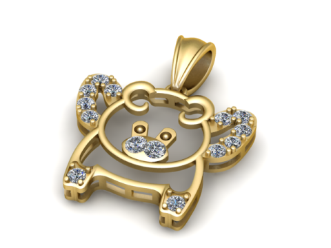 테디 베어 펜던트 3D 인쇄 가능 모델 3D 프린트 모델