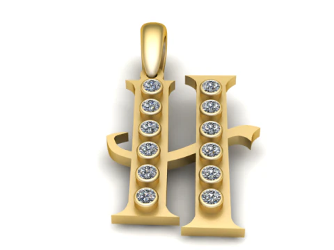 H Harfi Kolye 3D Yazdırılabilir Model 3D Baskı Modeli