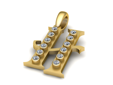 Подвеска с буквой H 3D модель для печати 3D Принт Модель