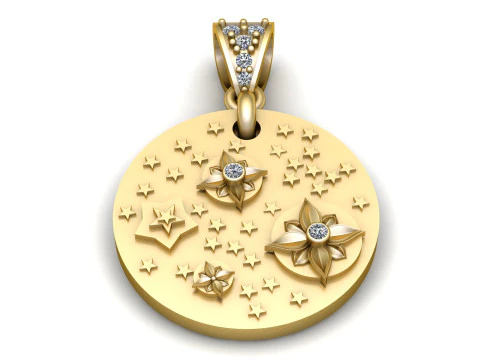 スター ブロッサム メダリオン ペンダント 3D 印刷可能モデル 3Dプリントモデル