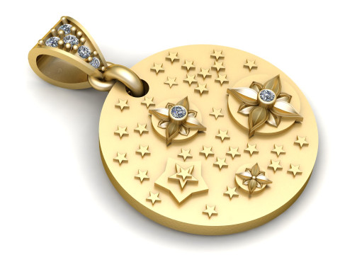 Sternblüten-Medaillon-Anhänger, 3D-druckbares Modell 3D Druckmodell