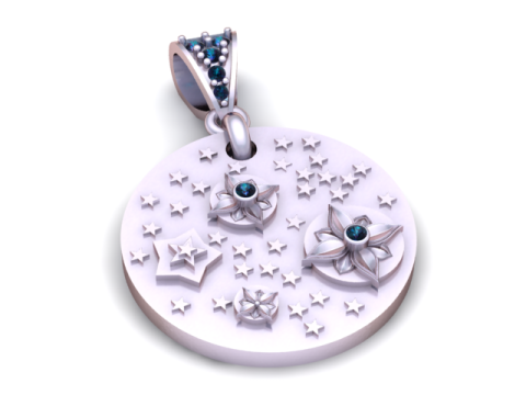 Sternblüten-Medaillon-Anhänger, 3D-druckbares Modell 3D Druckmodell