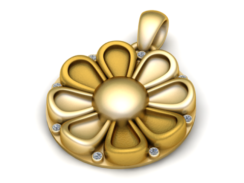 Подвеска с золотым цветком ромашки 3D модель для печати 3D Принт Модель