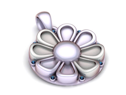 Подвеска с золотым цветком ромашки 3D модель для печати 3D Принт Модель