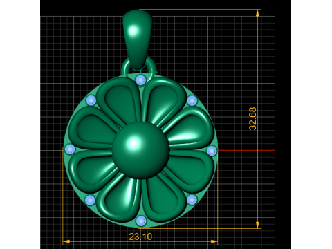 Подвеска с золотым цветком ромашки 3D модель для печати 3D Принт Модель