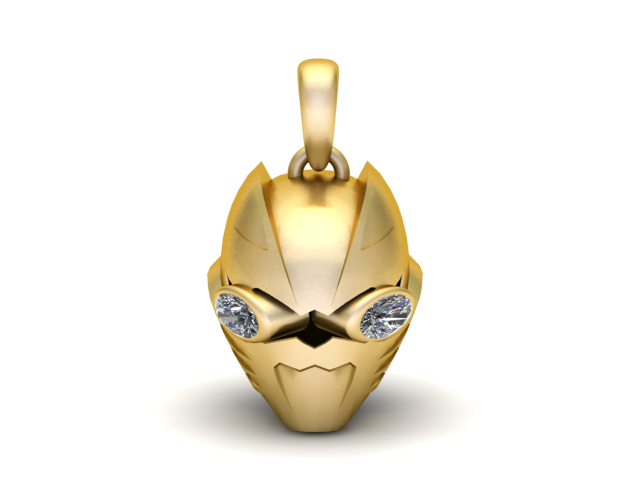 Подвеска с маской золотого героя 3D модель для печати 3D Принт Модель .c4d .max .obj .3ds .fbx .stl .blend