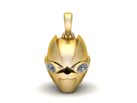 Modello stampabile 3D con ciondolo maschera eroe dorato Modello di stampa 3D
