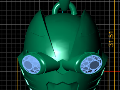 골든 히어로 마스크 펜던트 3D 인쇄 가능 모델 3D 프린트 모델