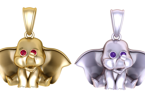 Золотой кулон со слоном 3D модель для печати 3D Принт Модель