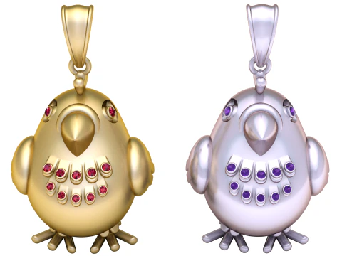Golden Bird Jewel Pendant 3D PrintableModel 3D Print Model