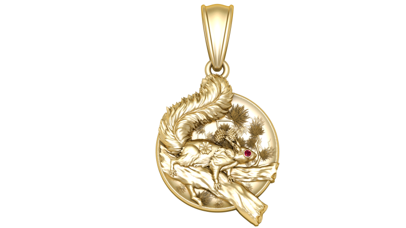 Golden Forest Squirrel Pendant 3D Printable Model 3D Print Model .c4d .max .obj .3ds .fbx .stl .blend