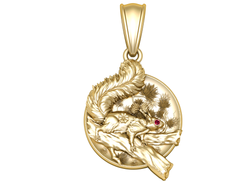 Golden Forest Squirrel Pendant 3D Printable Model 3D Print Model