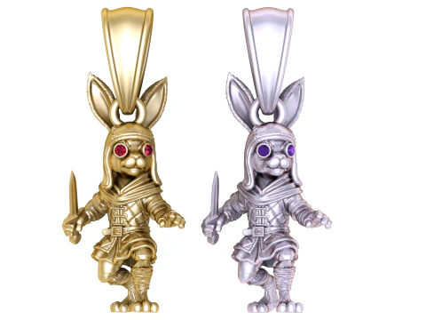 Warrior Bunny Pendant 3D Printable Model 3D Print Model