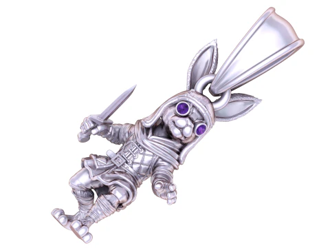 Warrior Bunny Pendant 3D Printable Model 3D Print Model