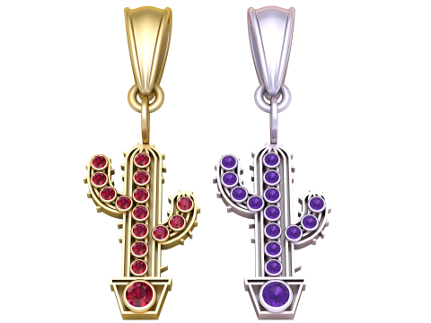 꽃 선인장 펜던트 3D 인쇄 가능한 모델 3D 프린트 모델