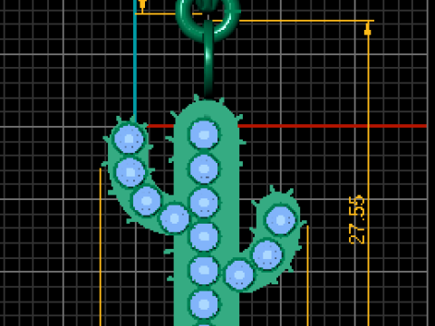 꽃 선인장 펜던트 3D 인쇄 가능한 모델 3D 프린트 모델