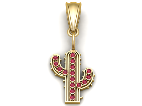 Modèle imprimable en 3D de pendentif cactus doré Modèles 3D en vedette