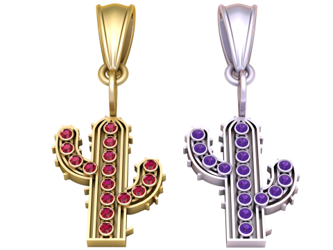 Goldener Kaktus-Anhänger 3D-druckbares Modell 3D Druckmodell