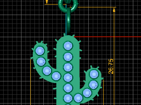Goldener Kaktus-Anhänger 3D-druckbares Modell 3D Druckmodell