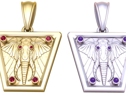 Gold Elephant Pendant 3D Printable Model 3D Print Model