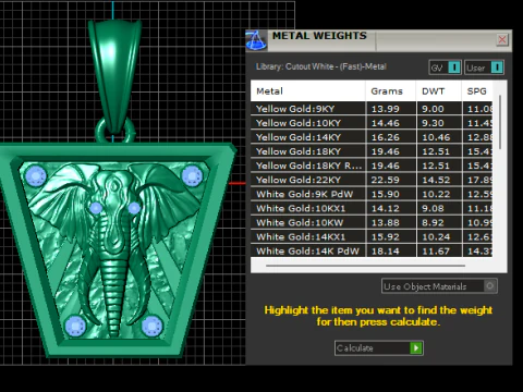 Gold Elephant Pendant 3D Printable Model 3D Print Model
