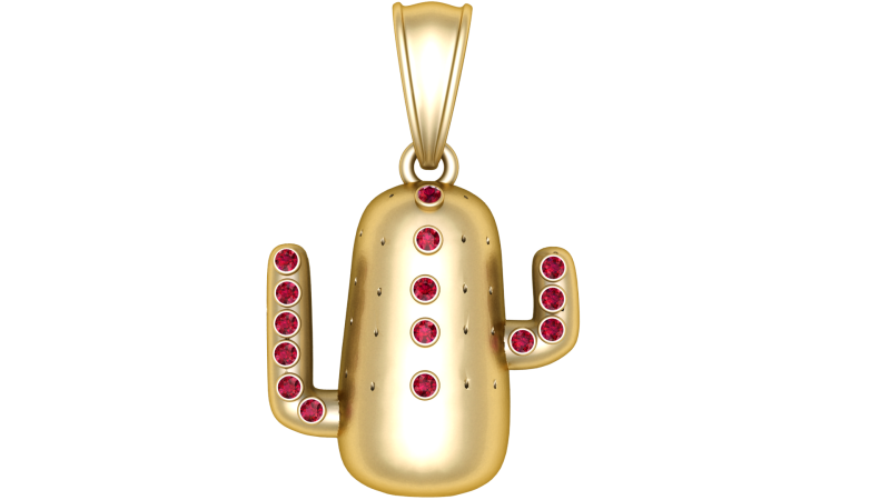 かわいいサボテン ペンダント 3D 印刷可能モデル 3Dプリントモデル .c4d .max .obj .3ds .fbx .stl .blend