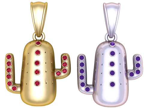 かわいいサボテン ペンダント 3D 印刷可能モデル 3Dプリントモデル