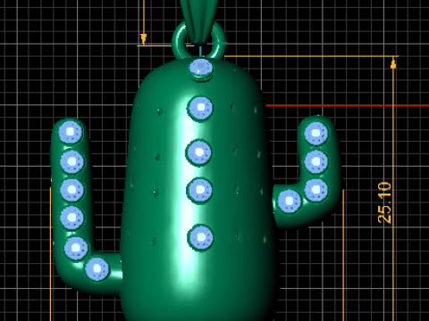 かわいいサボテン ペンダント 3D 印刷可能モデル 3Dプリントモデル