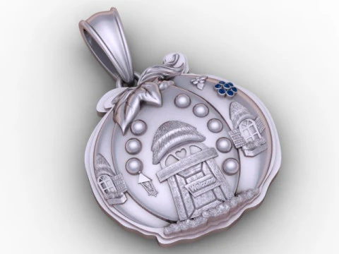 Fairy Cottage Pumpkin Pendant 3D Printable Model 3D Print Model