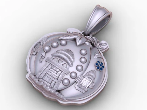 Fairy Cottage Pumpkin Pendant 3D Printable Model 3D Print Model