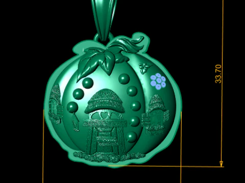 Fairy Cottage Pumpkin Pendant 3D Printable Model 3D Print Model