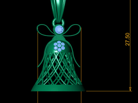 Elegant Christmas Bell Pendant 3D Printable Model 3D Print Model