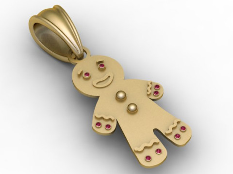 Gingerbread Man Pendant 3D Printable Model 3D Print Model