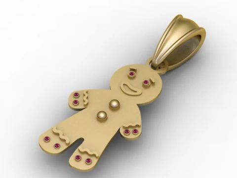 Gingerbread Man Pendant 3D Printable Model 3D Print Model