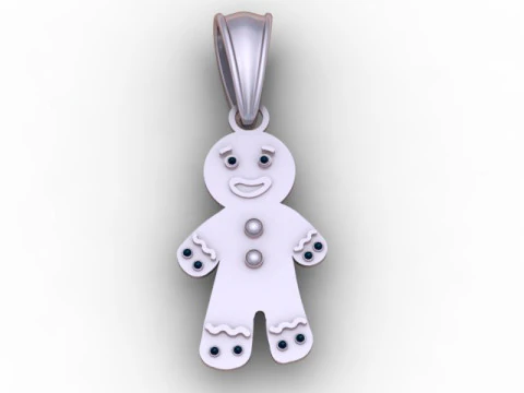 Gingerbread Man Pendant 3D Printable Model 3D Print Model