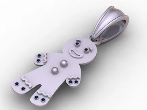 Gingerbread Man Pendant 3D Printable Model 3D Print Model