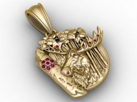 Majestic Moose Forest Scene Pendant 3D Printable 3D Print Model