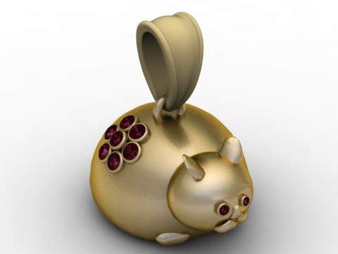 Gemstone Kitty Charm 3D Printable Pendant 3D Print Model