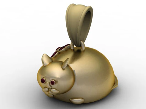 Gemstone Kitty Charm 3D Printable Pendant 3D Print Model