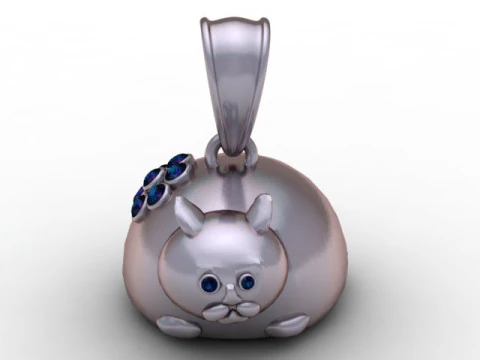 Gemstone Kitty Charm 3D Printable Pendant 3D Print Model