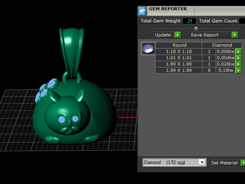 Gemstone Kitty Charm 3D Printable Pendant 3D Print Model