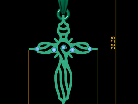 Golden Cross Pendant 3D Printable Model 3D Print Model