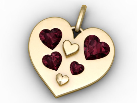 Golden Heart Pendant 3D Printable Model 3D Print Model